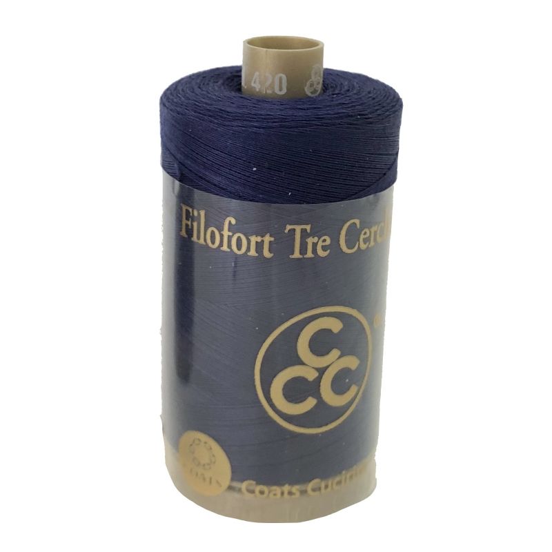 Filo da Cucito "Cucirini Tre Cerchi" n°50 1000 Metri 100%Cotone Bluette n°420