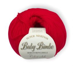 Filato Gomitolo lana Super Merinos Baby Bimbo 50g 200mt Colore Rosso n°118 -Ferri Consigliati n°2,5/3,5