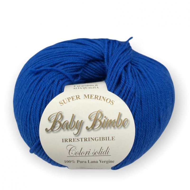 Filato Gomitolo lana Super Merinos Baby Bimbo 50g 200mt Colore blu elettrico n°3-Ferri Consigliati n°2,5/3,5