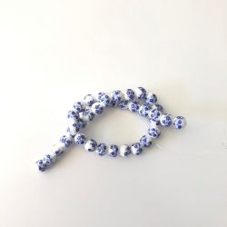 Filo di perle per braccialetti o collane Ø 8mm 35pz Bianco Fantasia fiori
