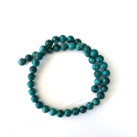 Filo di perle per braccialetti o collane Ø 6mm 46pz teal effetto marmo