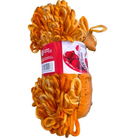 Filato Gomitolo ideale per Sciarpe e decorazioni " Petalo" 100gr-10mt, Colore Arancio°307