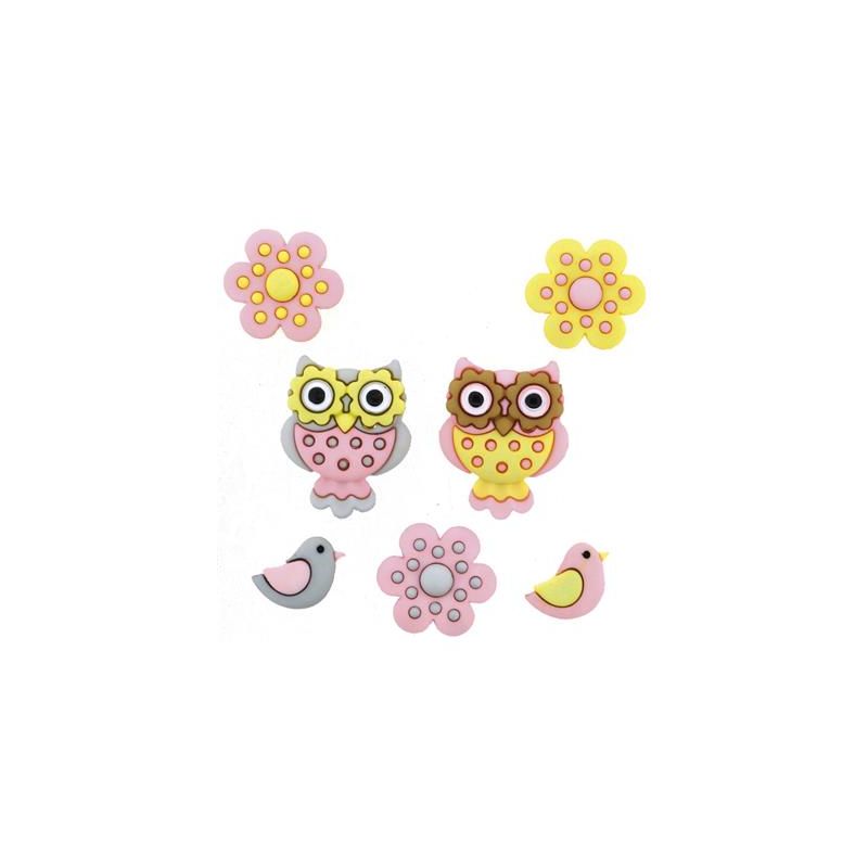 Confezione  bottoni "dress it up" x5 whooo loves you