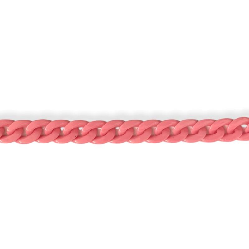 Catena per borsa in PVC al metraggio anello 22x12mm/ca, rosa scuro