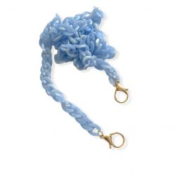 Catena per borsa in PVC 146cm/ca regolabile togliendo le maglie, ganci moschettoni in oro, azzurro