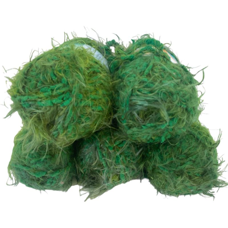 5 pz Filato Gomitolo Lolita effetto peluche100gr-50mt Colore Verde n°14 ferri Consigliati n°8-9