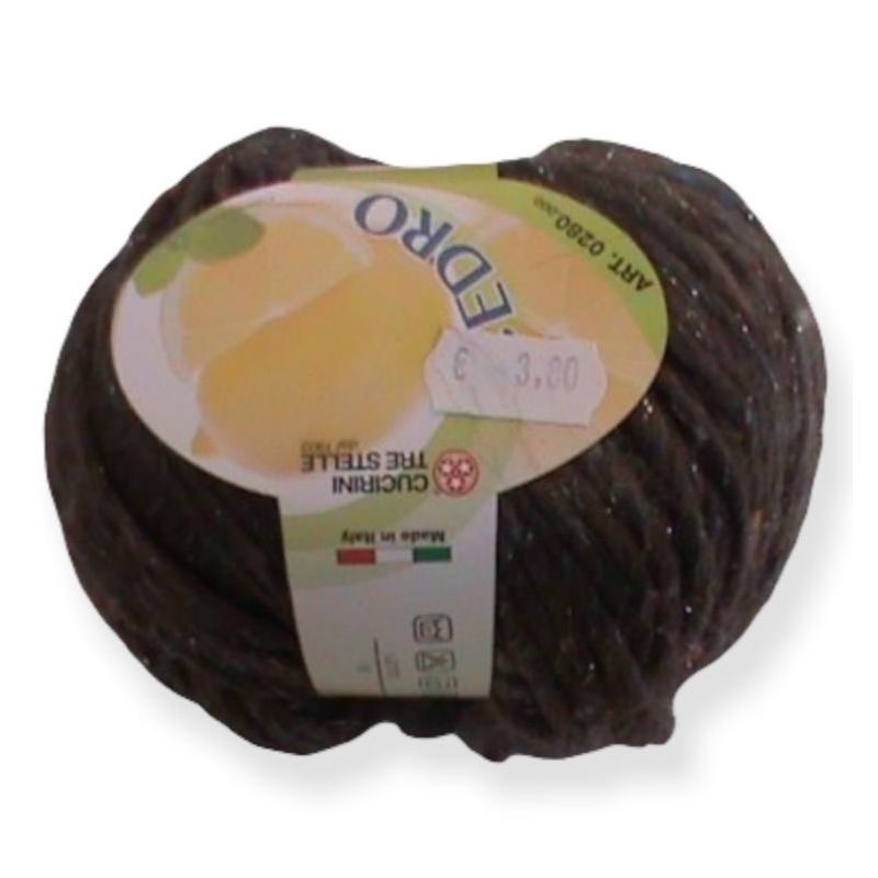 Gomitolo lana Cedro 50gr,marrone melange lamè argento n°344