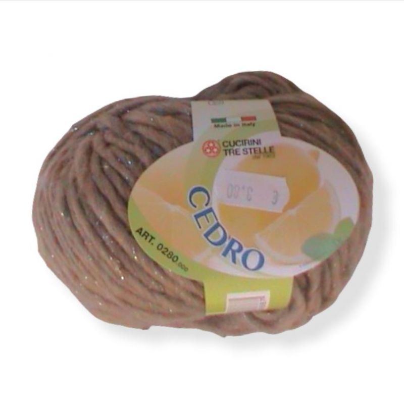 Gomitolo lana Cedro 50gr, beige melange lamè argento n°116