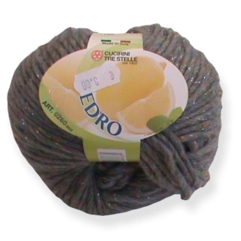 Gomitolo lana Cedro 50gr,grigio melange lamè argento n°016