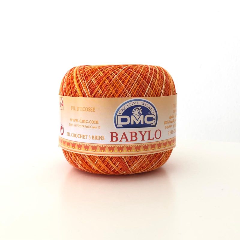 Gomitolo Babylo DMC 100%Cotone 50g Filo di Scozia n°20, Mix Arancione