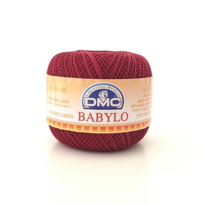 Gomitolo Babylo DMC 100%Cotone 50g Filo di Scozia n°20, Rosso Granata