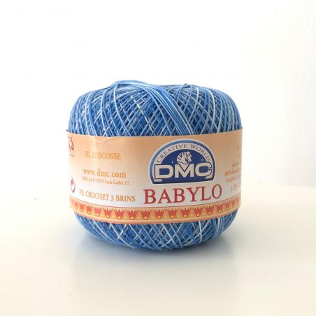Gomitolo Babylo DMC 100%Cotone 50g Filo di Scozia n°10, Mix Azzurro