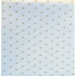 Tessuto 100% Cotone Piqué 150cm Prezzo al Metro Bianco cuori beige