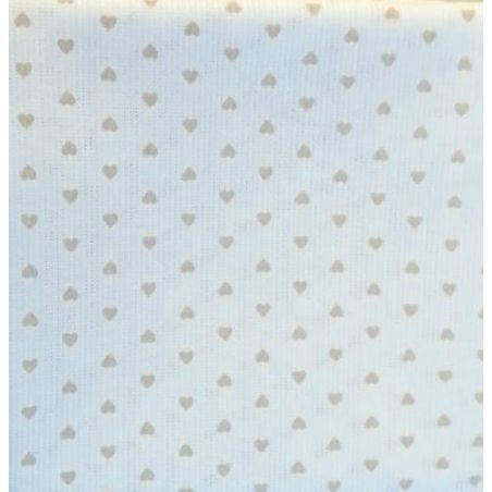 Tessuto 100% Cotone Piqué 150cm Prezzo al Metro Bianco cuori beige