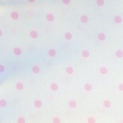 Tessuto 100% Cotone Piqué 150cm Prezzo al Metro Bianco pois rosa