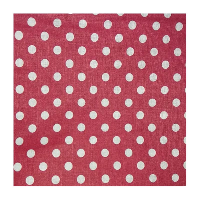 Tessuto 100% cotone piqué 150cm prezzo al metro, rosso pois bianchi