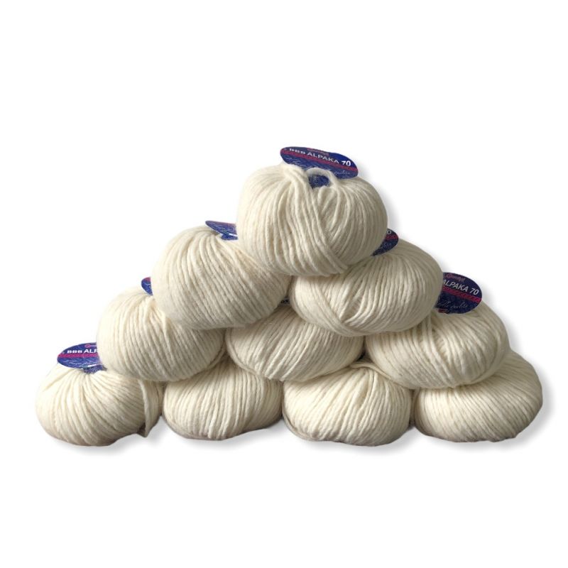 Gomitoli di lana stock 10 pezzi Alpak 70 pacco da 500gr, bianco n°1