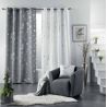 Tenda Con Anelli Cm.140 X 260 Fantasia FoglieArgento Base grigio Perla