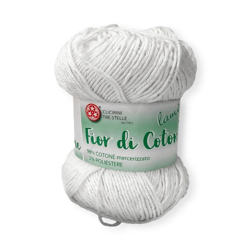 Gomitolo Fior di Cotone Lamè 50g bianco n°000L