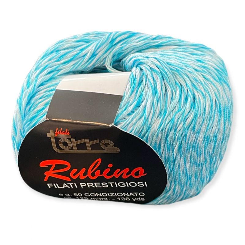 Gomitolo cotone Rubino 50gr, mix azzurro