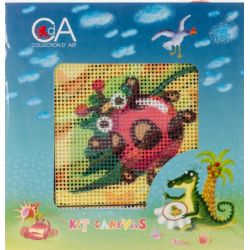 Kit Canovaccio Quadro Per Ricamo Mezzo Punto 15X15cm Coccinella