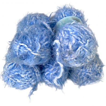 5 pz Filato Gomitolo Lolita effetto peluche100gr-50mt Colore Azzurro n°12 ferri Consigliati n°8-9