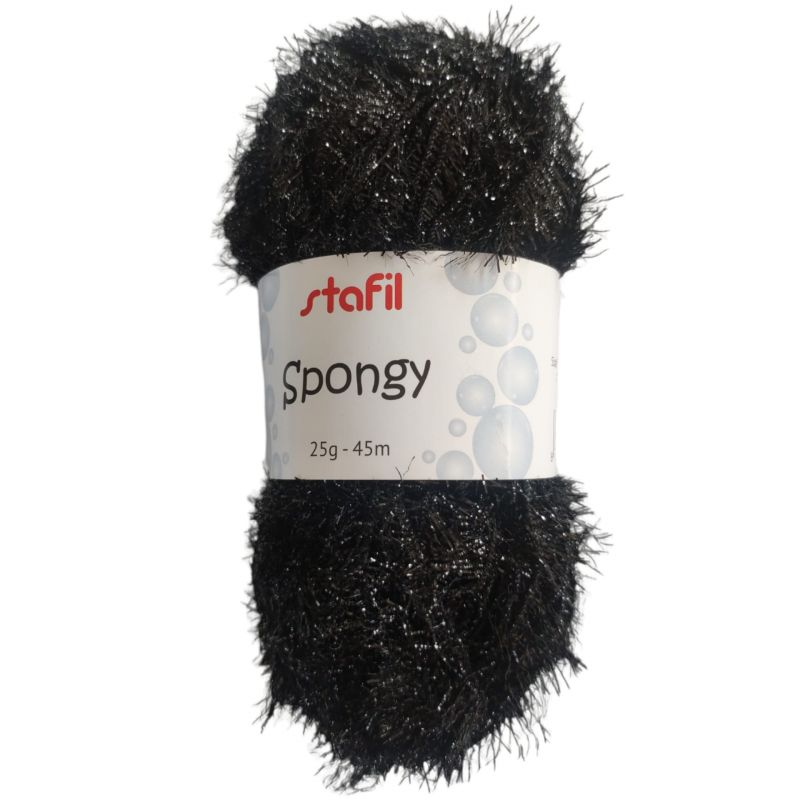 Gomitolo Filato Spugna Spongy Colore Nero n°14  Grammi 25