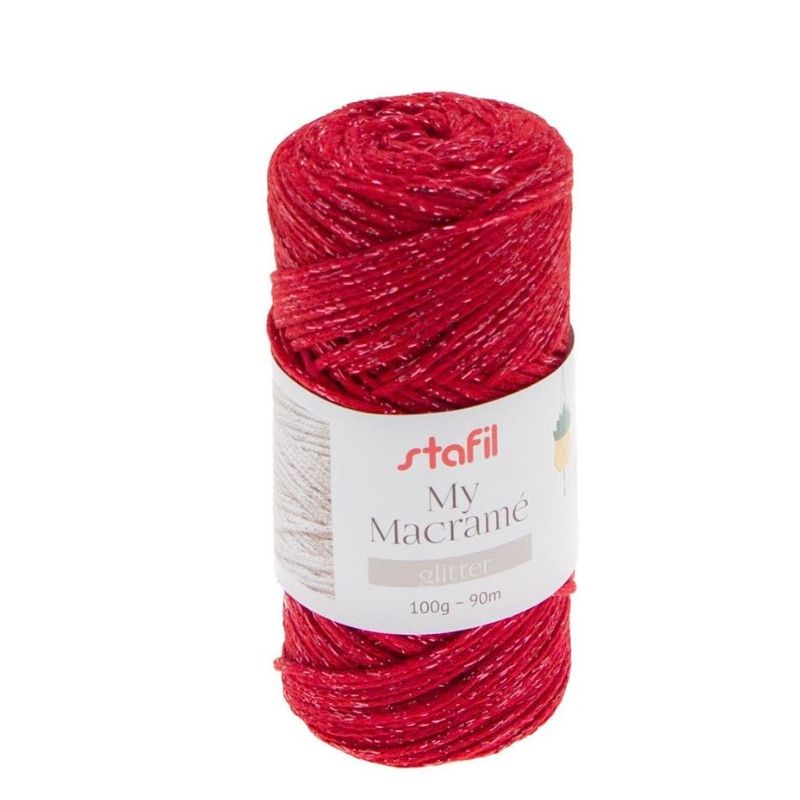 Cordone My Macramè mm2 Colore Rosso Lurex 100gr-90 Mt