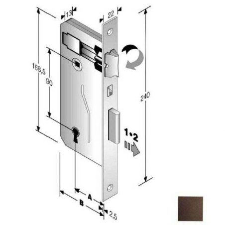 SERRATURA PATENT mm 8x90 E25 BQ BRONZATA        GB