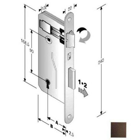 SERRATURA PATENT mm 8x90 E25 BT BRONZATA        GB