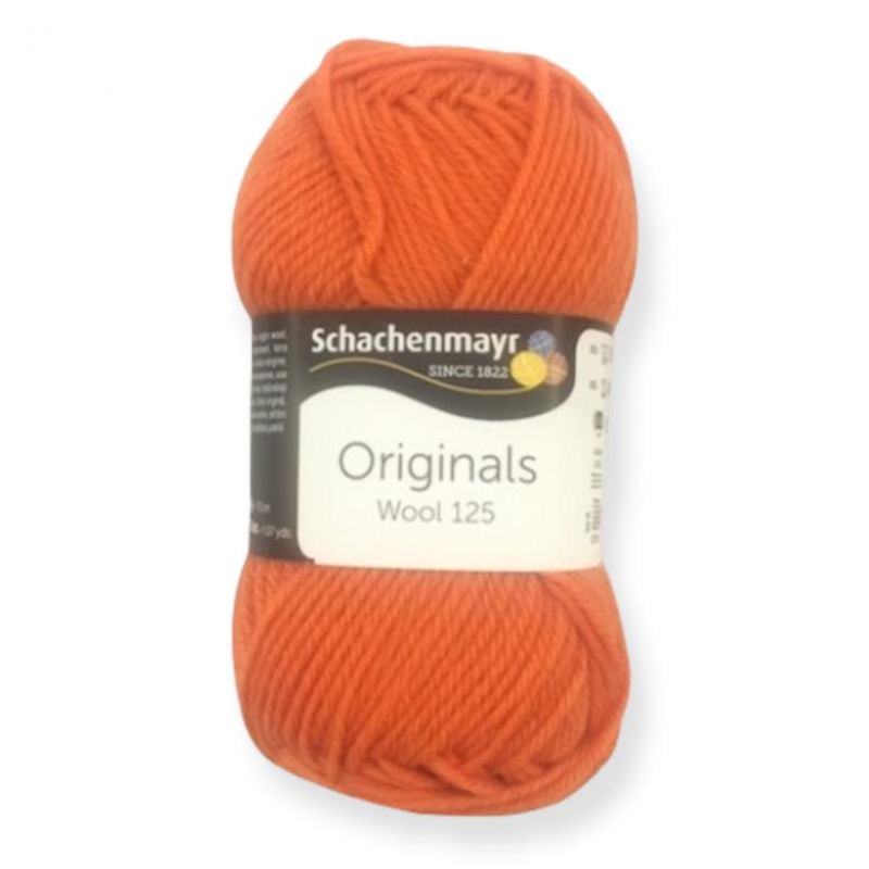 Filato Gomitolo Lana "Wool 125" 50gr-125mt-Ferri Consigliati n°4-Colore Arancio n°125