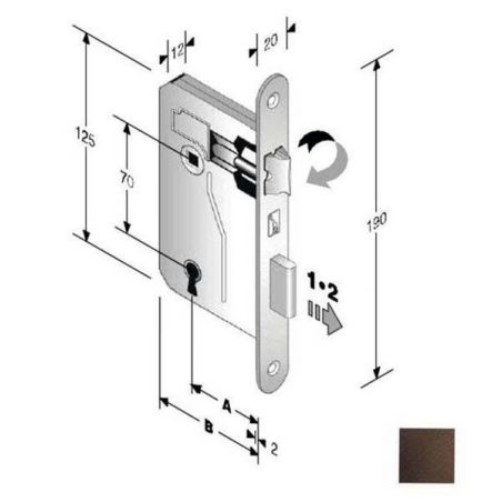 SERRATURA PATENT mm 8x70 E25 BT BRONZATA        GB