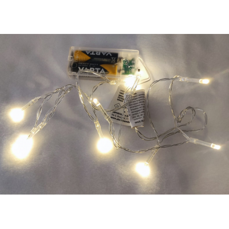 10 Nano Led Bianco Caldo a Batteria luce fissa cm 1,20Mt