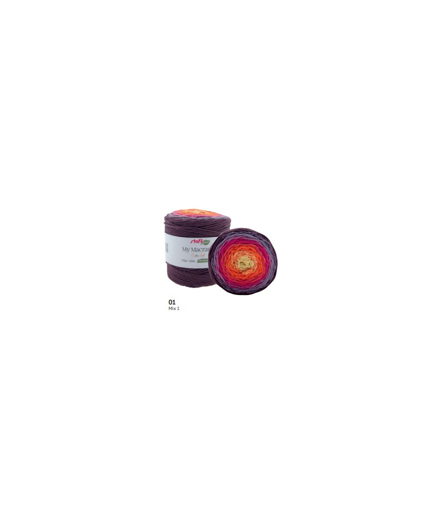 MACRAMÈ CAKE BALL 250g,220mt70% cotone riciclato 30% poliestereMix Rosso n 1