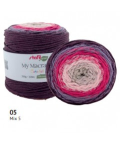 MACRAMÈ CAKE BALL 250g,220mt70% cotone riciclato 30% poliestereMix Bordeaux n 5