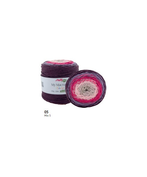 MACRAMÈ CAKE BALL 250g,220mt70% cotone riciclato 30% poliestereMix Bordeaux n 5