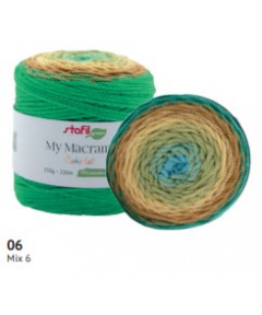 MACRAMÈ CAKE BALL 250g,220mt70% cotone riciclato 30% poliestereMix Verde n°6