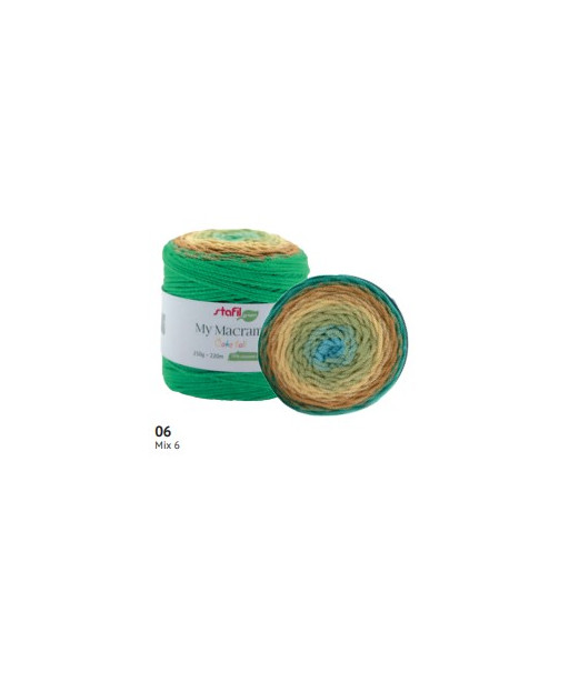 MACRAMÈ CAKE BALL 250g,220mt70% cotone riciclato 30% poliestereMix Verde n°6