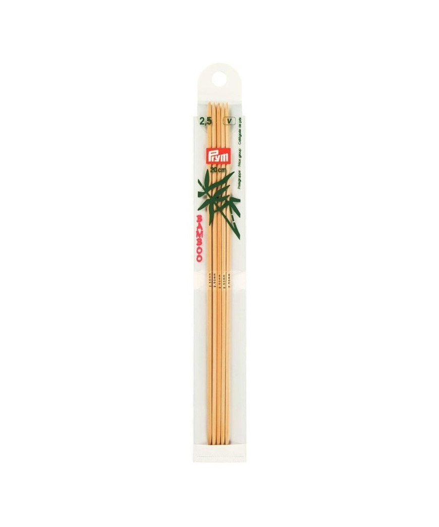 Ferri maglia doppia punta in bamboo PRYM 20cm 2,5
