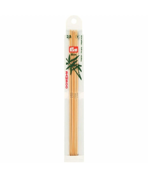 Ferri maglia doppia punta in bamboo PRYM 20cm 2,5