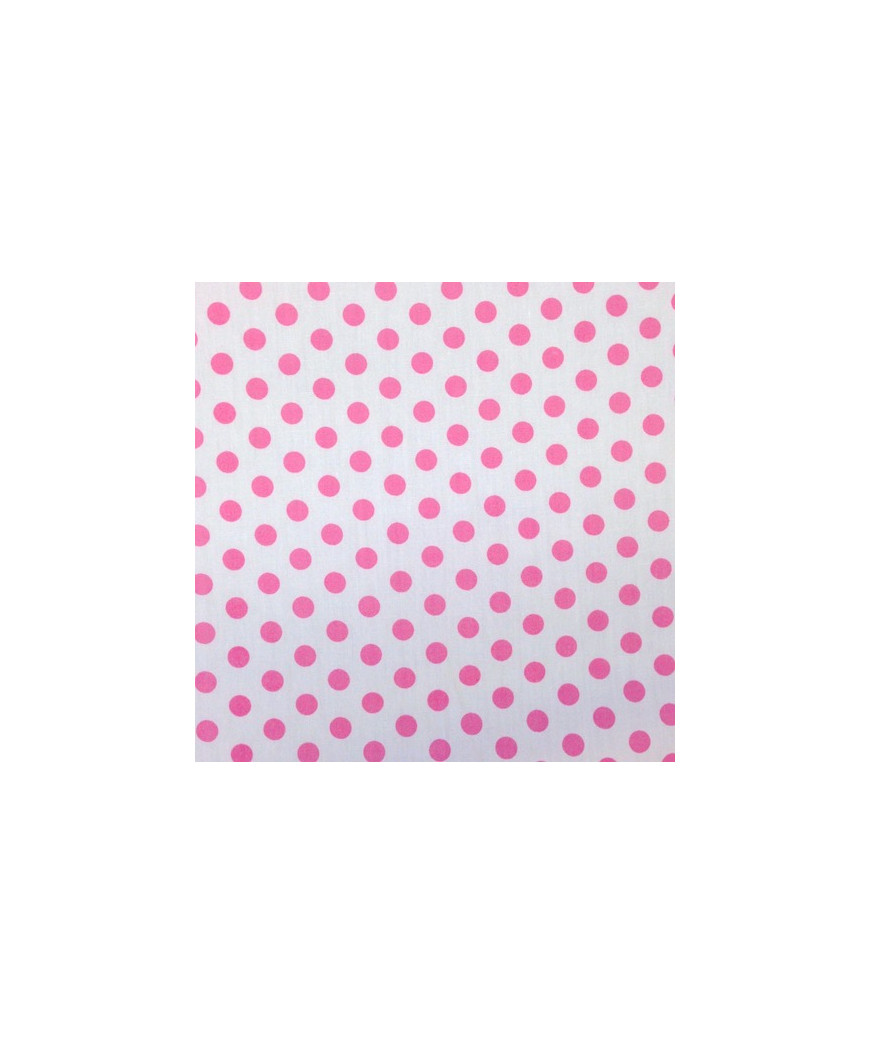 TESSUTO 100% COTONE BIANCO POIS MEDI ROSA N°06