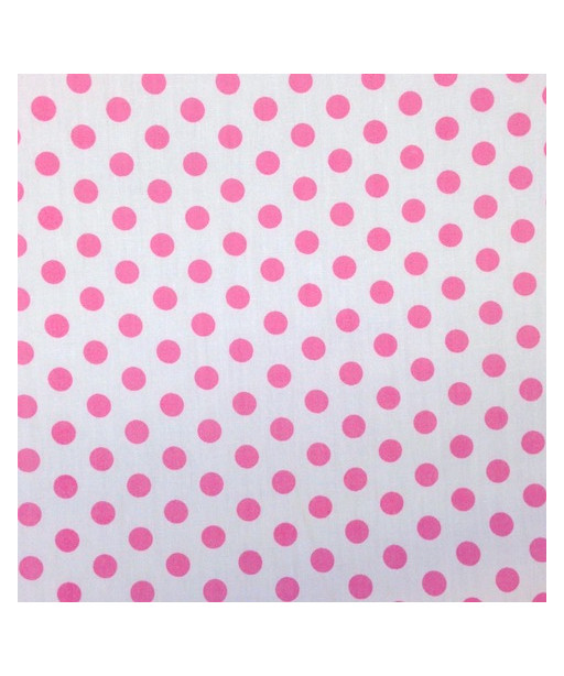 TESSUTO 100% COTONE BIANCO POIS MEDI ROSA N°06