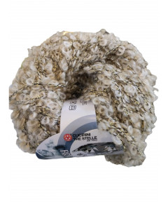 Filato Gomitolo Brillante 50gr-20Lana-20Mohair-25Poliestere-35Acrilico-mt75 Colore Avorio Mix Lurex oro n°701