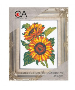 Kit Canovaccio Quadro Per Mezzo Punto cm Canovaccio 20x25-disegno 14x18 Soggetto Girasoli