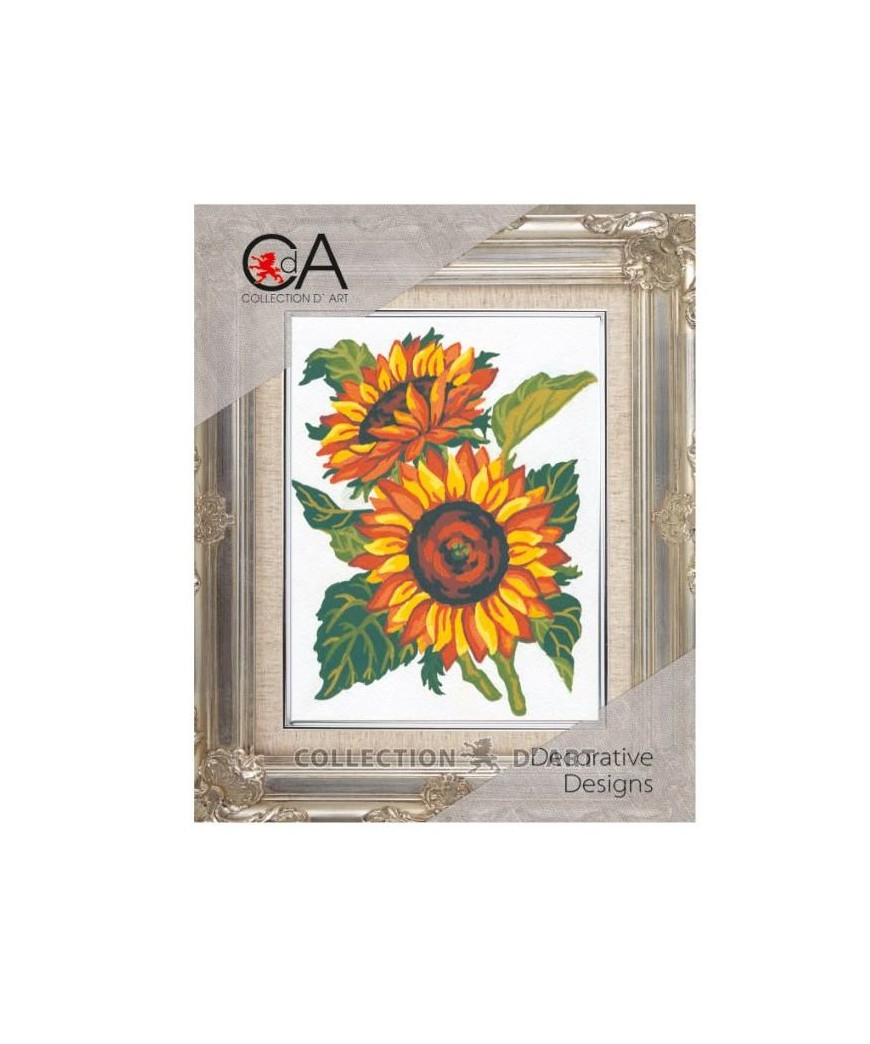 Kit Canovaccio Quadro Per Mezzo Punto cm Canovaccio 20x25-disegno 14x18 Soggetto Girasoli