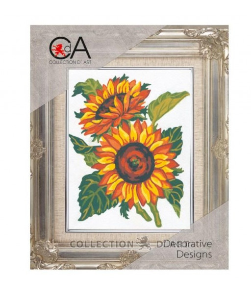 Kit Canovaccio Quadro Per Mezzo Punto cm Canovaccio 20x25-disegno 14x18 Soggetto Girasoli