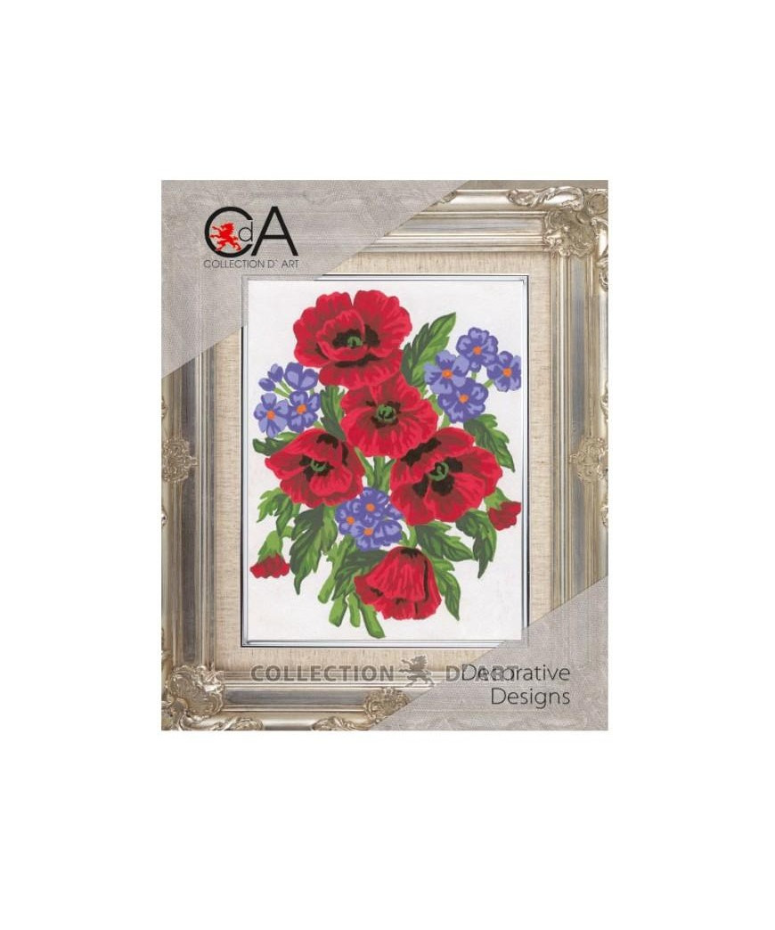 Kit Canovaccio Quadro Per Mezzo Punto cm Canovaccio 20x25-disegno 14x18 Soggetto Misto fiori