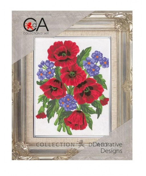 Kit Canovaccio Quadro Per Mezzo Punto cm Canovaccio 20x25-disegno 14x18 Soggetto Misto fiori