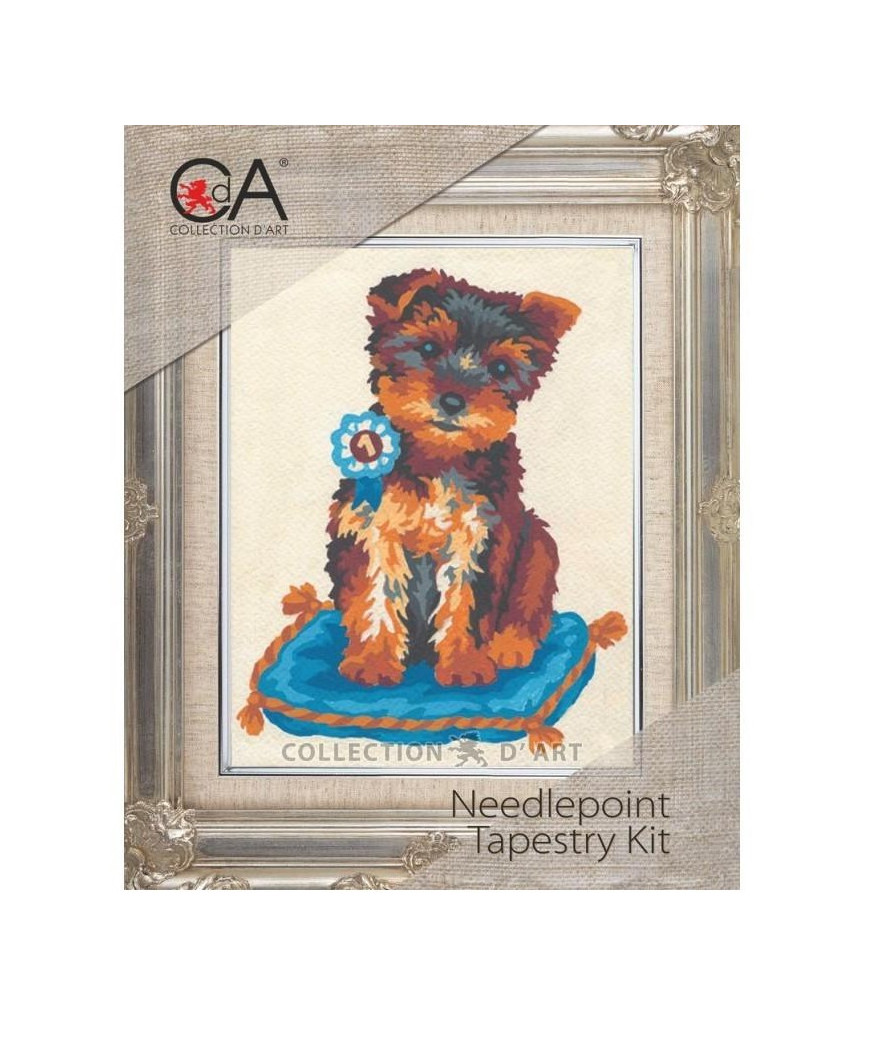 Kit Canovaccio Quadro Per Mezzo Punto cm Canovaccio 20x25-disegno 14x18 Soggetto Cane