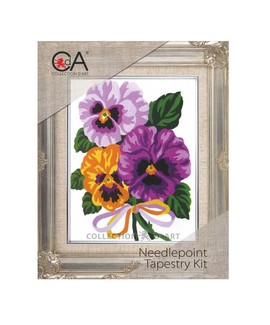 Kit Canovaccio Quadro Per Mezzo Punto cm Canovaccio 20x25-disegno 14x18 Soggetto Violette